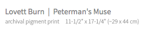 Lovett Burn | Peterman's Muse archival pigment print 11-1/2" x 17-1/4" (~29 x 44 cm)